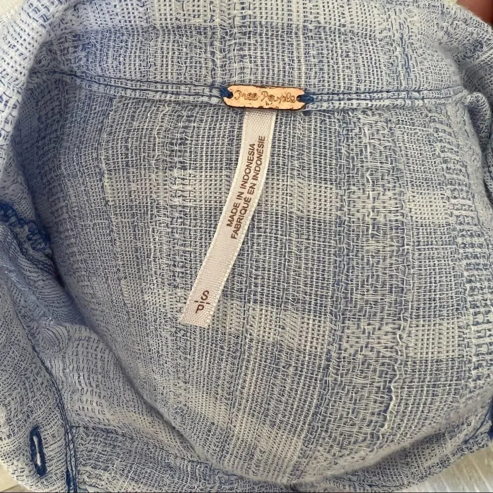 Free People Headed To The Highlands Blue Blouse Small